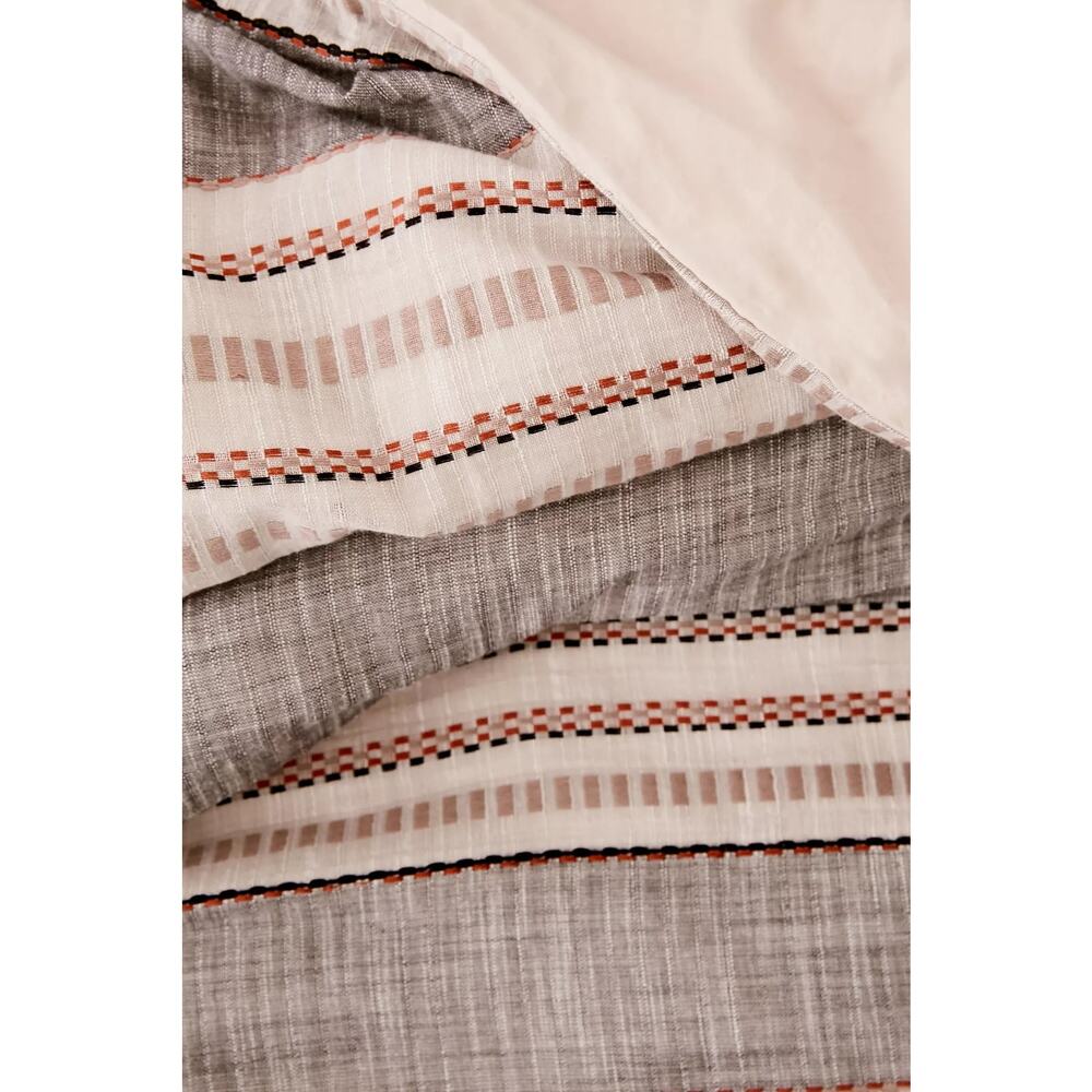 URBAN OUTFITTERS Betty Yarn-Dye Striped Pom Pom Duvet Cover Set Full EUC - Picture 4 of 6